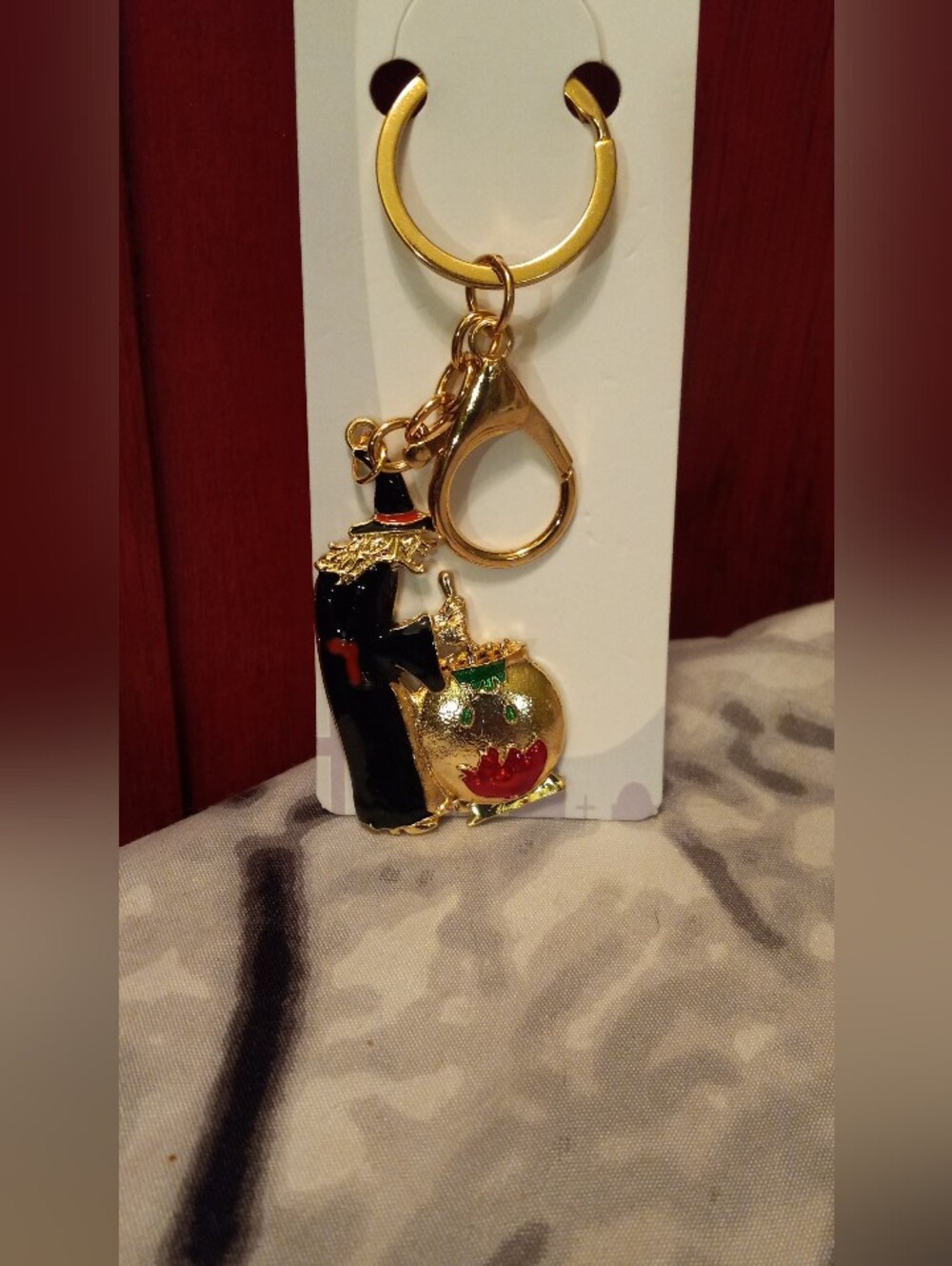 Gold and Black Halloween Witch Keychain